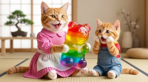 😢🐭 Мышка съела конфету котенку — мама-кошка готовит огромную сладость, чтобы поднять ему настро