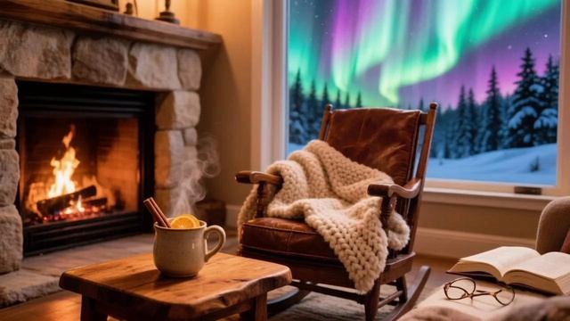 Релакс, спокойная музыка для отдыха и сна зимой у камина под тёплым пледом
