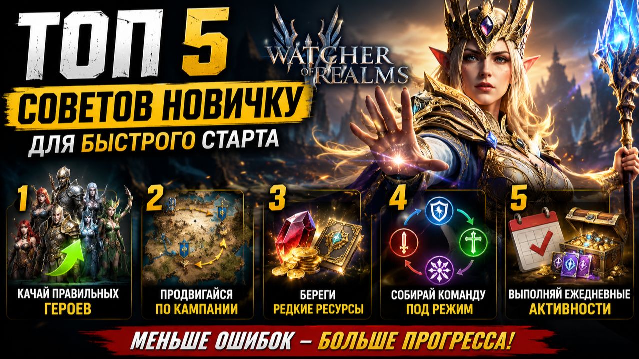 ТОП-5 СОВЕТОВ ДЛЯ БЫСТРОГО СТАРТА В ИГРЕ Watcher Of Realms #wor