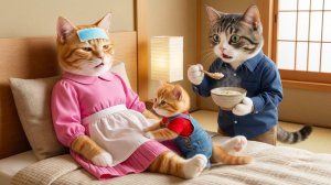 🐱💔 Мама-кошка заболела… Папа-кот и рыжий котенок проявляют самую сладкую любовь 💖