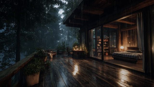 Звуки дождя в спальне  в лесу 🌧️ для глубокого сна и расслабления