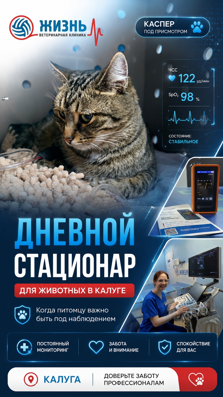 Стационар для животных в Калуге. Ветеринарная клиника Жизнь.