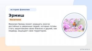 Фамилия Эрмиш: происхождение, значение и склонение