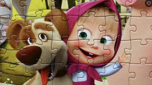 Маша и Медведь - Маша и её друзья на даче - собираем большой пазл 48 деталей