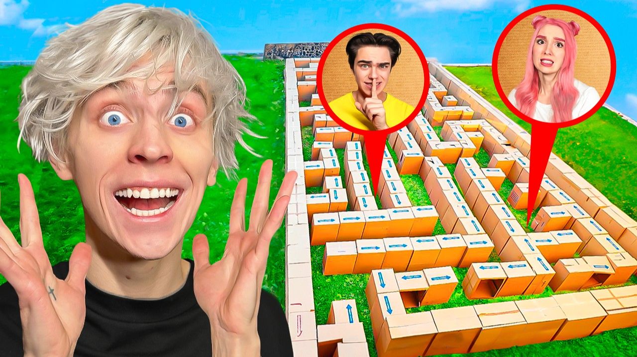 Построили Гигантский КАРТОННЫЙ ЛАБИРИНТ ! А4