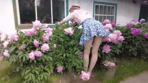 уборка в саду красотка в короткой юбке занимается домашними делами смотреть видео с девушкой
