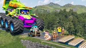 ПОЛОСА ПРЕПЯТСТВИЙ Грузовик против полицейской машины в БИМКЕ Beamng.Drive