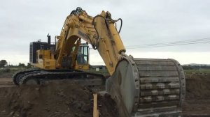 Экскаватор Komatsu PC800-8 грузит самосвалы