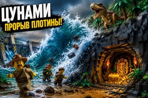 Лего: катастрофа в пещере сокровищ — эксперимент с прорывом дамбы и цунами