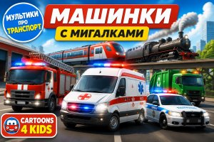 Скорая помощь, пожарная и полицейская машины, поезда — мультфильм про транспорт