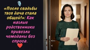 «После свадьбы твоя дача стала общей!»: Как наглые родственники привезли чемоданы без спроса.