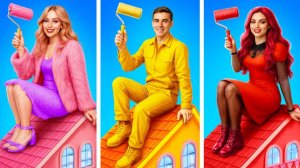 Девушка День vs девушка Ночь! Строим домики одного цвета!