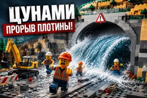 Катастрофическое затопление туннеля LEGO: эксперимент с цунами и прорывом дамбы