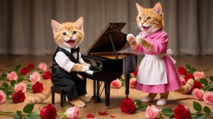 🐱🎹 От маленьких мечтаний к сладким мелодиям# мама-кошка помогает своему котенку стать звездой ф