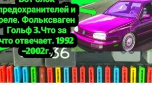 Вот блок предохранителей Фольксваген Гольф 3.Что за что отвечает.