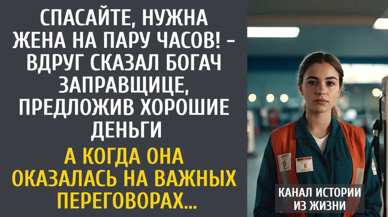 Истории из жизни: Спасайте, нужна жена на пару часов! - вдруг сказал богач заправщице, давая деньги…