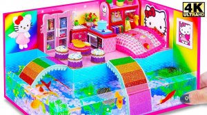 Как сделать милый розовый домик Hello Kitty с удивительным аквариумом ❤️ Миниатюрный картонный