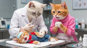 🐱💉 От беспокойства к заботе# мама-кошка отвозит котенка к ветеринару на прививку 💖✨