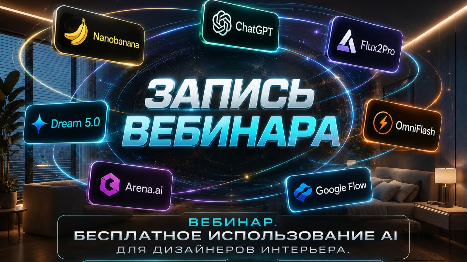 Вебинар: Бесплатный AI для дизайнеров интерьера + панорама 360
