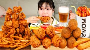 Мукбанг - токпокки и сырные закуски - хрустящий стол