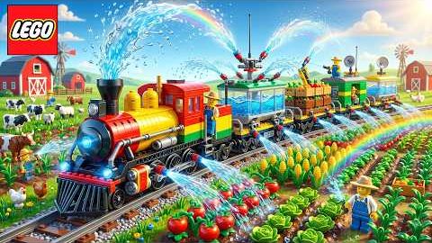 Я построил гигантский поезд из LEGO, который поливает целую ферму 🚂🌱