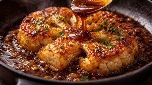 Вкуснее любого мяса! Сочный стейк из цветной капусты в медово-соевом соусе.