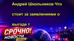 Андрей Школьников Что стоит за заявлениями о выгоде т