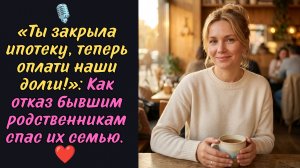 «Ты закрыла ипотеку, теперь оплати наши долги!»: Как отказ бывшим родственникам спас их семью.