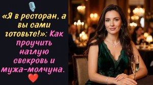 «Я в ресторан, а вы сами готовьте!»: Как проучить наглую свекровь и мужа-молчуна.