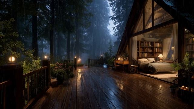 Лесной дождь  у дома 🌲 мягкие звуки дождя для глубокого сна и релаксации