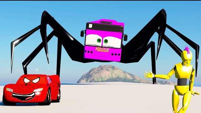 Огромный автобус с паучьими ногами против "Автомобиля-Человека" в Beamng Drive