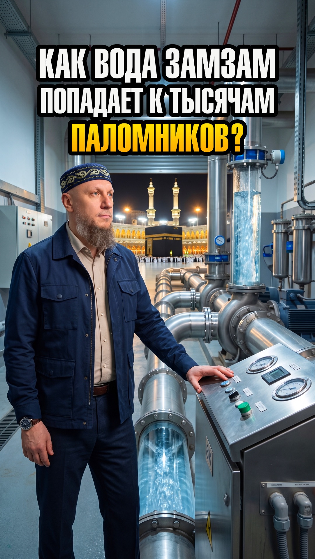 КАК ВОДА ЗАМЗАМ ПОПАДАЕТ К ТЫСЯЧАМ ПАЛОМНИКОВ?  #ислам #религия #вера
