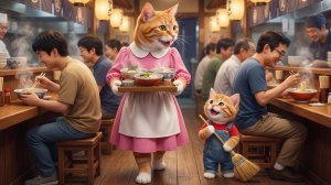 🐱💖 От тяжелой работы к душевной помощи# маленький котенок присоединяется к маме-кошке, чтобы об