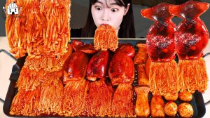 Мукбанг - морепродукты и креветки и острая лапша - корейский стиль