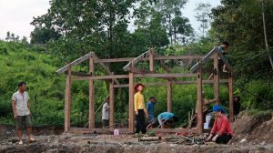 Туи достроил каркас дома с помощью добрых соседей.