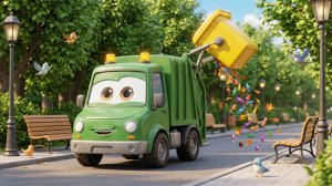 Зеленый мусоровоз убирает кубики! 🚛 Добрая песенка | Мульти Двор