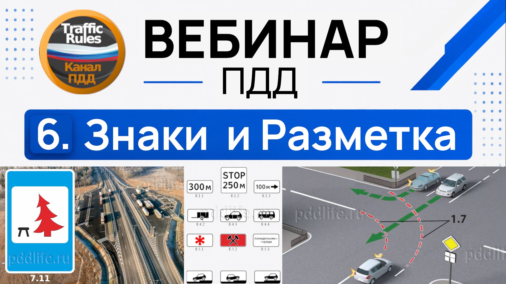 Полный курс пдд 2026 Вебинар 6 Информационные, сервиса, доптаблички и разметка