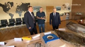 Путину показали гигантского тунца на курильском острове Итуруп