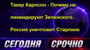 Такер Карлсон Почему не ликвидируют Зеленского. Россия уничтожит Старлинк