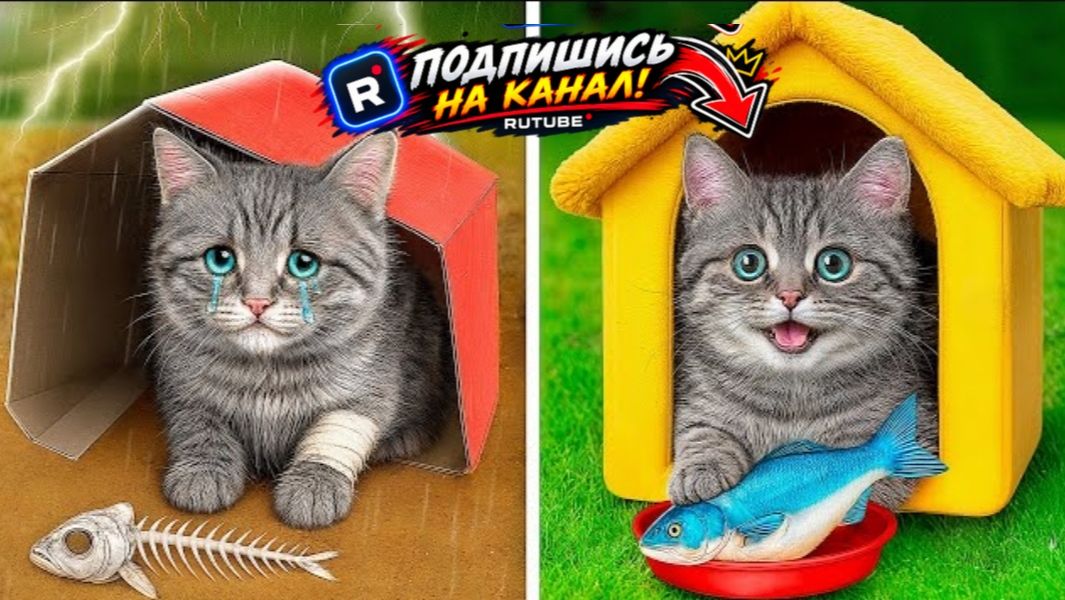 Спасение и пристройство маленького кота | Секретная комната для кошек