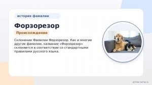 Фамилия Форзорезор: происхождение, значение и склонение