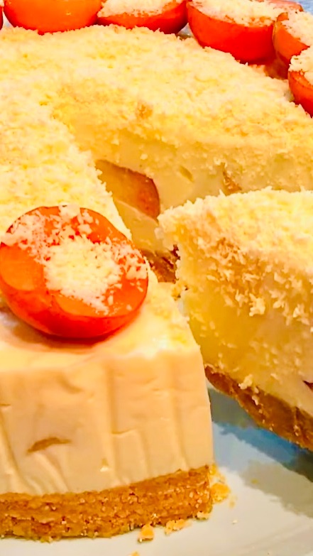 ЛЕТНИЙ ТОРТ-СУФЛЕ С ПЕРСИКАМИ👍 🍑 Без выпечки, нежный, тает во рту!