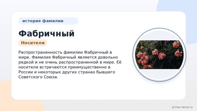 Фамилия Фабричный: происхождение, значение и склонение