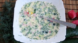Окрошка на кефире с минеральной водой