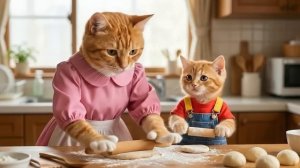 🐱💖 От похода за продуктами до веселья# мама-кошка и котенок мастерят желейные игрушки и плещутс