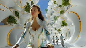 Футуристичная Утопия 2090Город в Небесах среди Джунглей Посадка Релакс