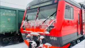 Электричка ЭД4М 0481 новогодняя РЭКС на станции Кашира