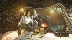 Ночёвка в снежной буре: палатка с печью