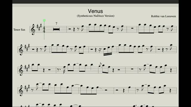 Syntheticsax - Venus (Saxophone Tenor Sheet Music ) NuDisco - видеоноты для саксофонистов саксофон