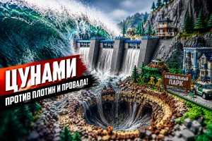 Неожиданный прорыв тройной дамбы и провал: цунами против города LEGO